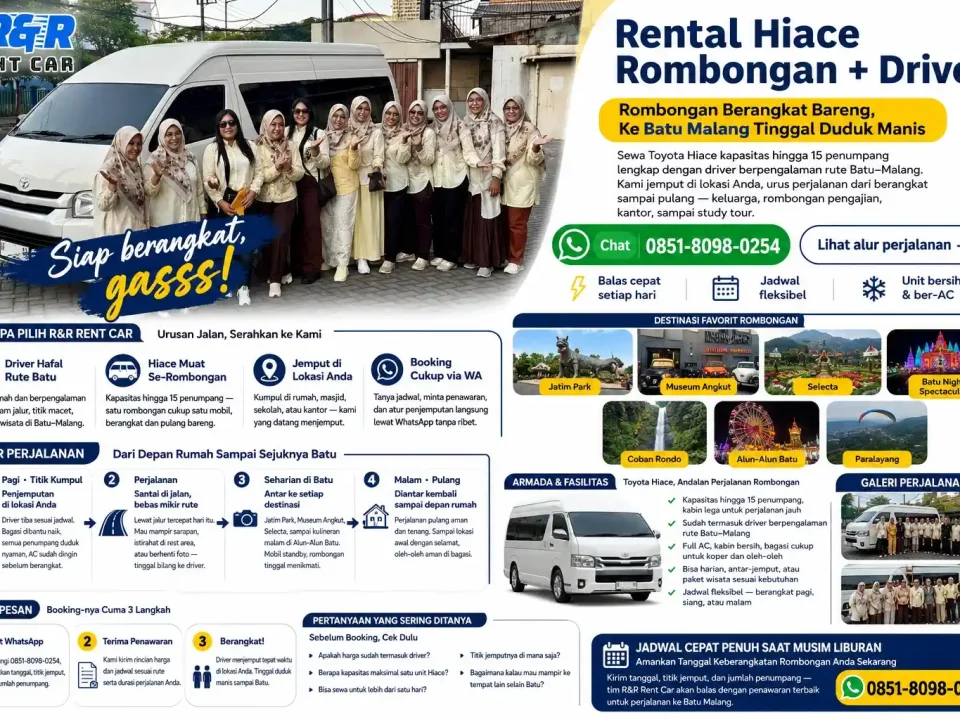 Rental Hiace Rombongan + Driver ke Batu Malang 1 rental hiace rombongan ke batu malang